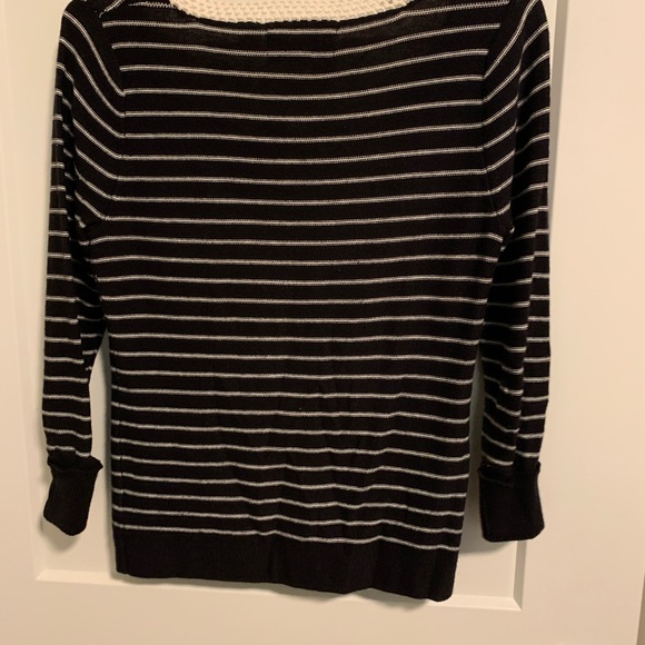 Anthropologie Black Striped Crochet Sweater XS - Picture 2 of 3